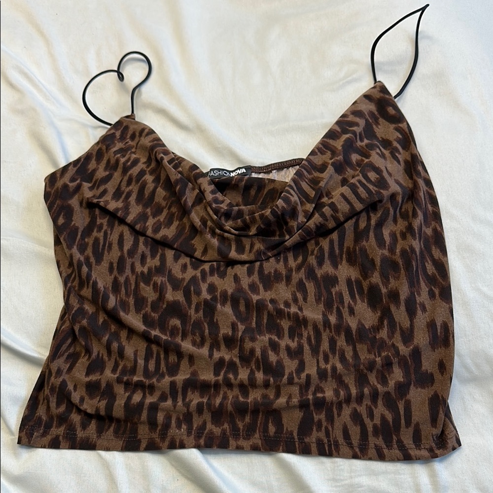 Fashion Nova Brown and Tan Crop Camisole